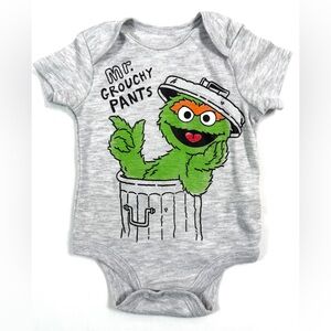 SESAME STREET Baby Boys' Oscar the Grouch "Mr. Grouchy Pants" One Piece 0-3M
